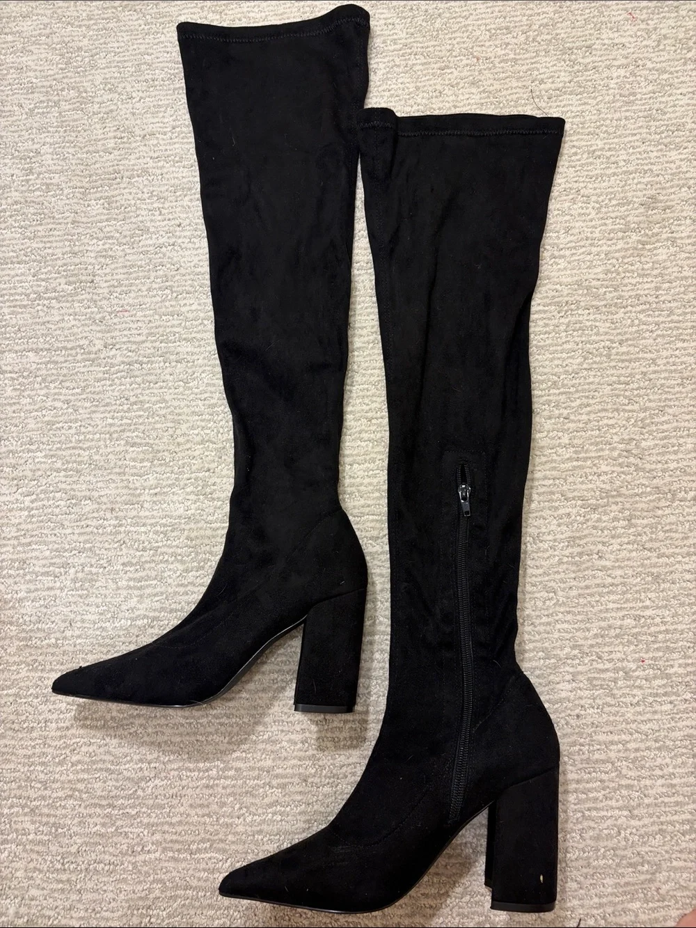 Liliana Black Over-The-Knee Block Heel Boots